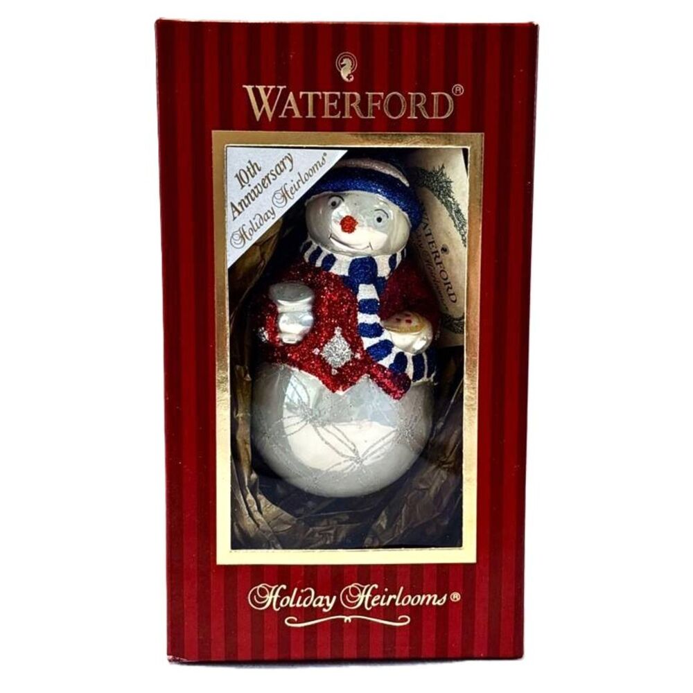 Waterford Holiday Heirlooms Snowman glass Ornament 10th Anniversary edition